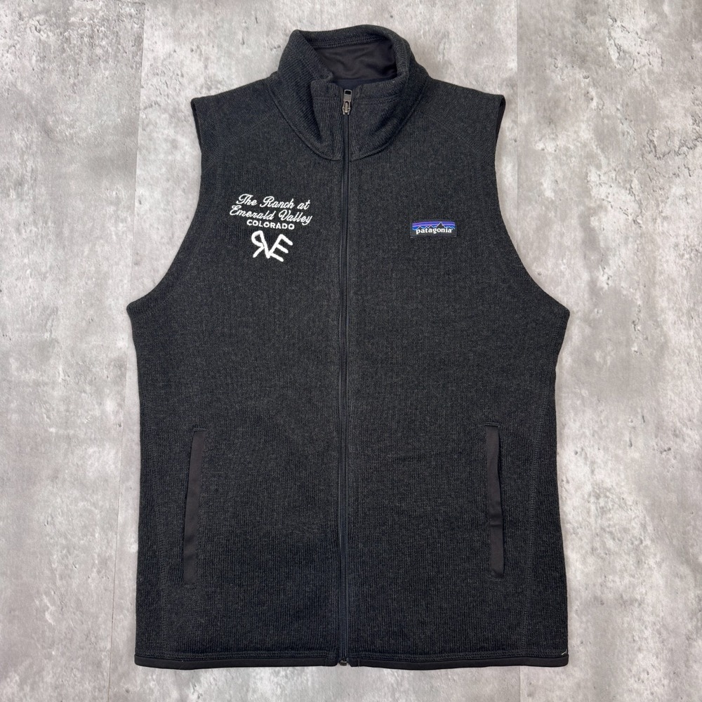 Patagonia Better Sweater Vest Women's‎ Small Full Zip Jacket Black Chest Logo
